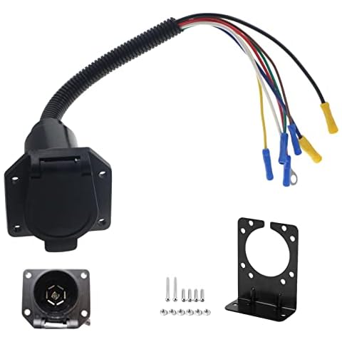 ANTO 7 Wire to 7 Way RV Trailer Light Custom Plug Wire Harness Electrical Quick Converter Adapter with Mounting Bracket Cover