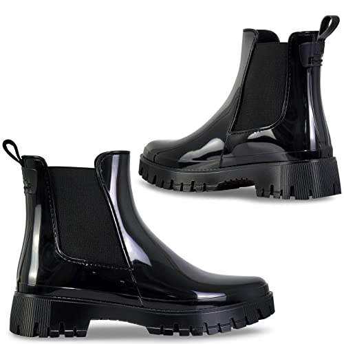 Lemon Jelly Short Rain Boots - Casual, Lemon-Scented Chelsea Boots - Water-Friendly Rain Shoes - Slip-On Ankle Platform Booties3