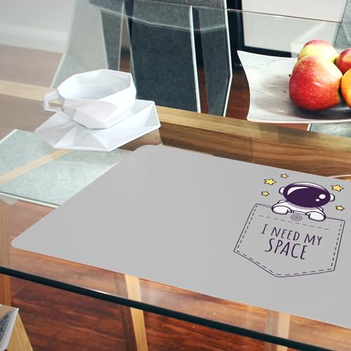 Sets de table en liège gris grand format 39x28 cm style astronaute lot de 4 - 6