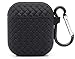 Produktbild HAFEID Schutzhülle passend für Original Apple Airpods Generation 1 und 2 - Air Pods case aus Silikon - Airpod Hülle - Earpods mit Karabiner - Tasche für Air Pod Kopfhörer (Schwarz)