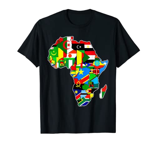 Carte de l'Afrique avec des drapeaux des pays africains T-Shirt
