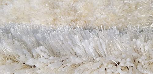 Image of Hand Woven Plain Shagg Collection with 2 Inch Pile Height Carpet for Living Room Size 10x14 Feet Coular Ivory
