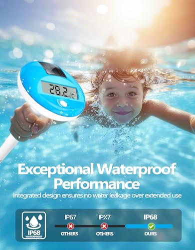 Miniatura 2 de Poolleader Termómetro Piscina Flotante Solar Termómetro Digital Piscina Con Cuerda Pantalla Lcd Grande Para Facilitar La Lectura Und Ip68 Impermeable, Termómetro Para Piscina Spa Estanque
