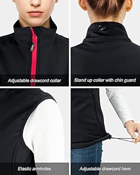 Outdoor Ventures Softshellvest voor dames, met capuchon, lichte fleece gevoerde mouwloze jas, waterdicht, winddicht, vest met ritszakken, steen, grijs, S Outdoor Ventures Softshellvest voor dames, met capuchon, lichte fleece gevoerde mouwloze jas, waterdicht, winddicht, vest met ritszakken, steen, grijs, S
