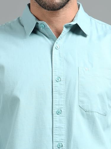 Image of Men Slim Fit Solid Spread Collar Casual Shirt