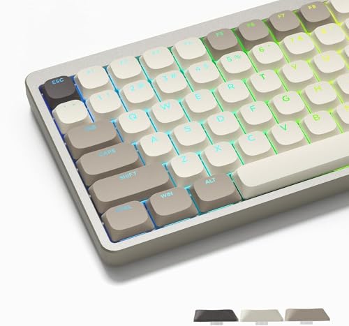 Low Profile Keycaps PBT Kaki et Gris pour Clavier Mécanique de Bureau