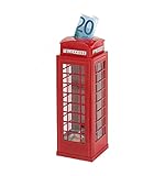 Spardose Urlaub Urlaubskasse Metallspardose im Design einer englischen roten Telefonzelle groß Kind Sparschwein Baby Sparbüchse Gelddose Kinderspardose xxl lustig Kinder Geschenk Idee Geldgeschenk