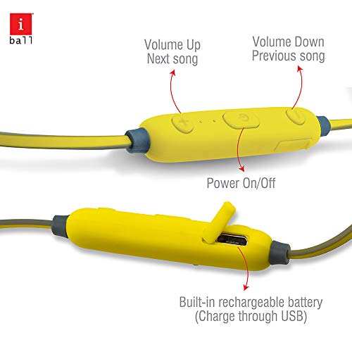 Image of iBall EarWear Sporty Wireless Bluetooth in Ear Headset with Mic (Fluorescent Yellow)