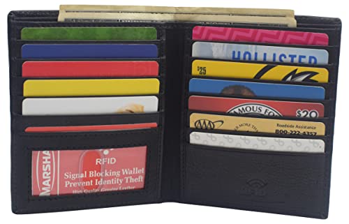 New Premium Lambskin Leather Bifold Hipster Credit Card Wallet (Black)