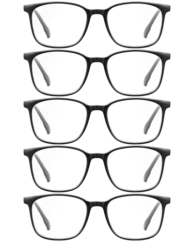 JOLISU 5-Pack Ultra-Light Slim Frames Reading Glasses for Men/Women - Readers for Women/Men, Spring Hinges, Sturdy and Durable Cheaters,Blue Light Protection Reading Glasses +3.00