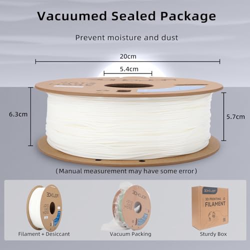 Image of 3DHojor TPU Filament 1.75mm TUP95A 3D Printer Filament Flexible Soft 3D Filament 1KG*2 White Bundle fit Most FDM 3D Printers Dimensional Accuracy + /- 0.03 mm-White