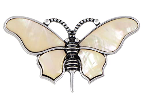 Image of Alilang Abalone Shell Butterfly Insect Brooch Lapel Pins Pendant Scarf Shawl Accessories Wedding Party