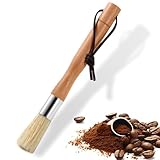 Kit de cepillo de limpieza manual para molinillo de café, máquina de espresso, prensa francesa, mango de madera hecho a mano, nogal (JM)