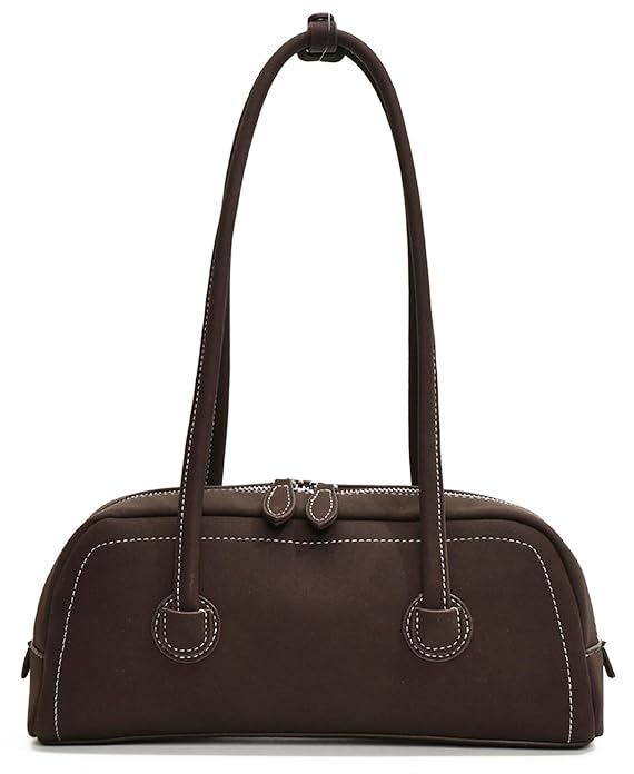 Suede Boston Bag for Women Vintage Tote Purses Shoulder Hobo Bags Simple Satchel for Vacation Work