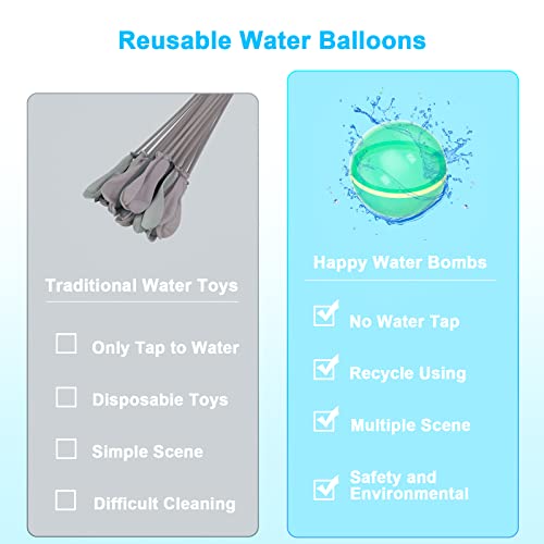 Aiparty Reusable Water Balloons Quick Fill, Pack Of 10 Water Balloons Self Sealing Silicone Magnetic Throwable Water Splash Ball For Summer Outdoor Party, Pool Beach Toys For Kids #TOP1