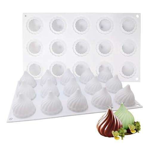 AFINSEA 3D Russian Tale Silicone Baking Mold for Mousse Cake, French Dessert Mold for Pastry Chocolate, Reusable Non-Stick Easy Release(15-Cavity)