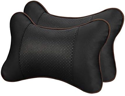 GUSODOR Car Neck Pillow Breathable Auto Head Neck Rest Cushion Relax Neck Support Headrest Comfortable Soft Pillows for Travel Car Seat & Home, Set of 2[Black]