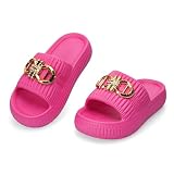 CLEIKS WES260127IT damespantoffels van pvc en EVA met goudkleurige gesp, luxe, zool 4,2 cm, comfortabel voor dagelijks gebruik, Fuchsia, 38 EU