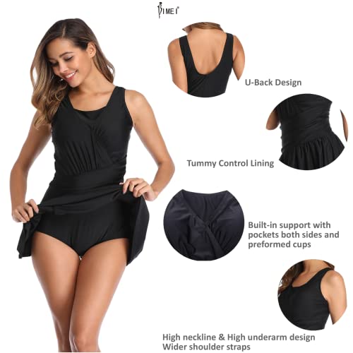 BIMEI Women's One-Piece Mastectomy Swimsuit Pocketed Swimwear for Silicone Fake Breast Form 9094