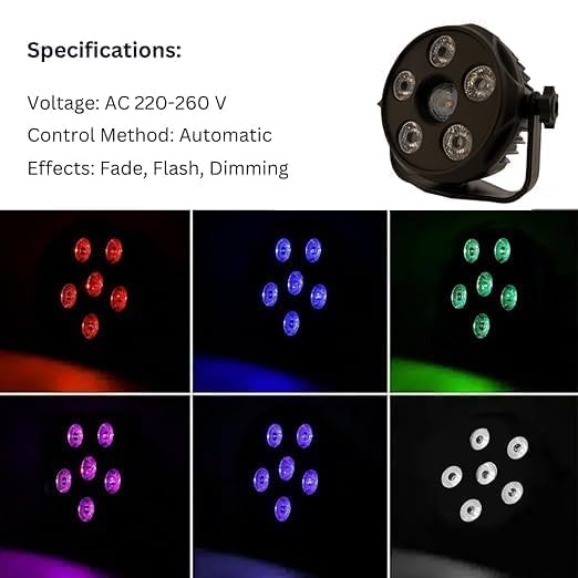 Image of LED Stage PAR Light | Multi-Color RGB DJ Disco Light for Party, Concert, Wedding & Event Lighting | DJ Light | Disco Light | Party Light | (6LED-DJLIGHT)