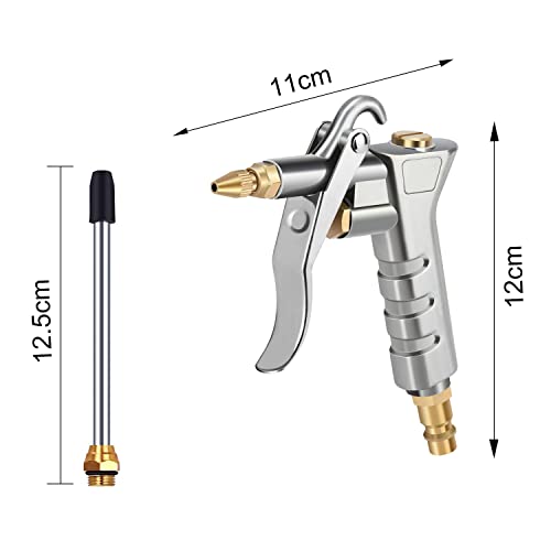 Air Blow Gun,Compressed Air Gun with Extension Nozzle with 1/4" BSP British & German High Pressure Pistol-Grip Connector Pneumatic Air Duster Cleaning Tool - Image 4