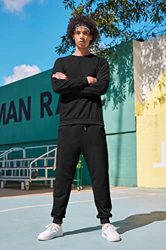 Coofandy Track Suits For Men Set Crewneck Sweatshirt Long Sleeve Athletic Tracksuit 2 Piece Outfit (Black,M) #TOP1