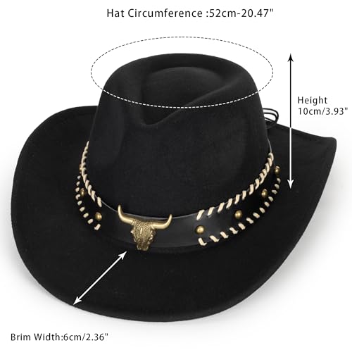 Western-Cowboy Cowgirl-Hat for Kids - Vintage-Wide-Brim Felt-Fedora-Hats for 3-7 Years Boys Girls3