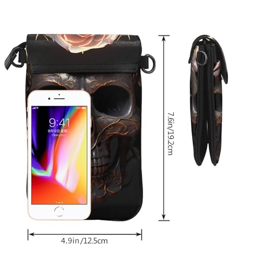 Étui à rabat en cuir pour femme avec motif tête de mort pochette téléphone portable - 4