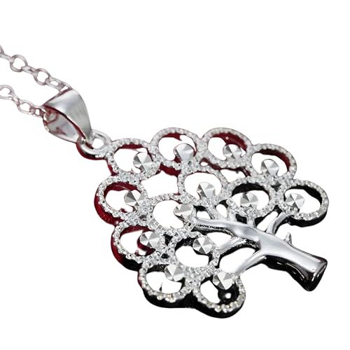 Collier arbre de vie en argent sterling 925 avec pendentif ciselé