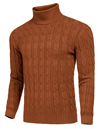 Image of COOFANDY Men's Slim Fit Turtleneck Sweater Casual Twisted Knitted Pullover Sweaters