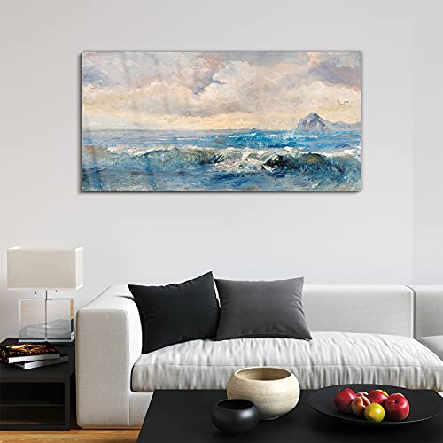 Tableau acrylique paysage marin 120x60cm pour deco murale de salon moderne