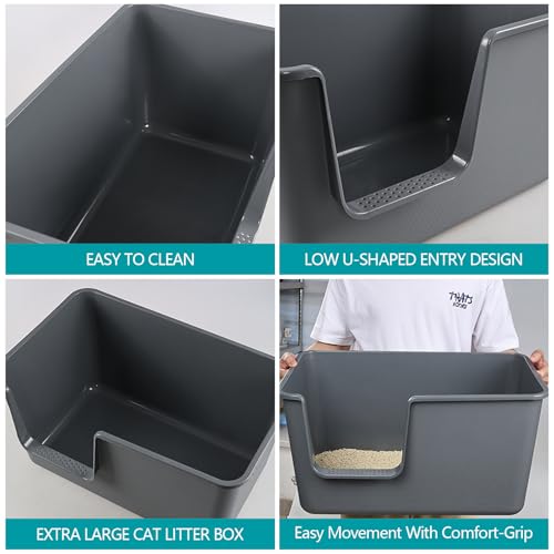 4-Pack Arenero Grande para Gatos con Lados Altos y Frente Bajo miniatura 3