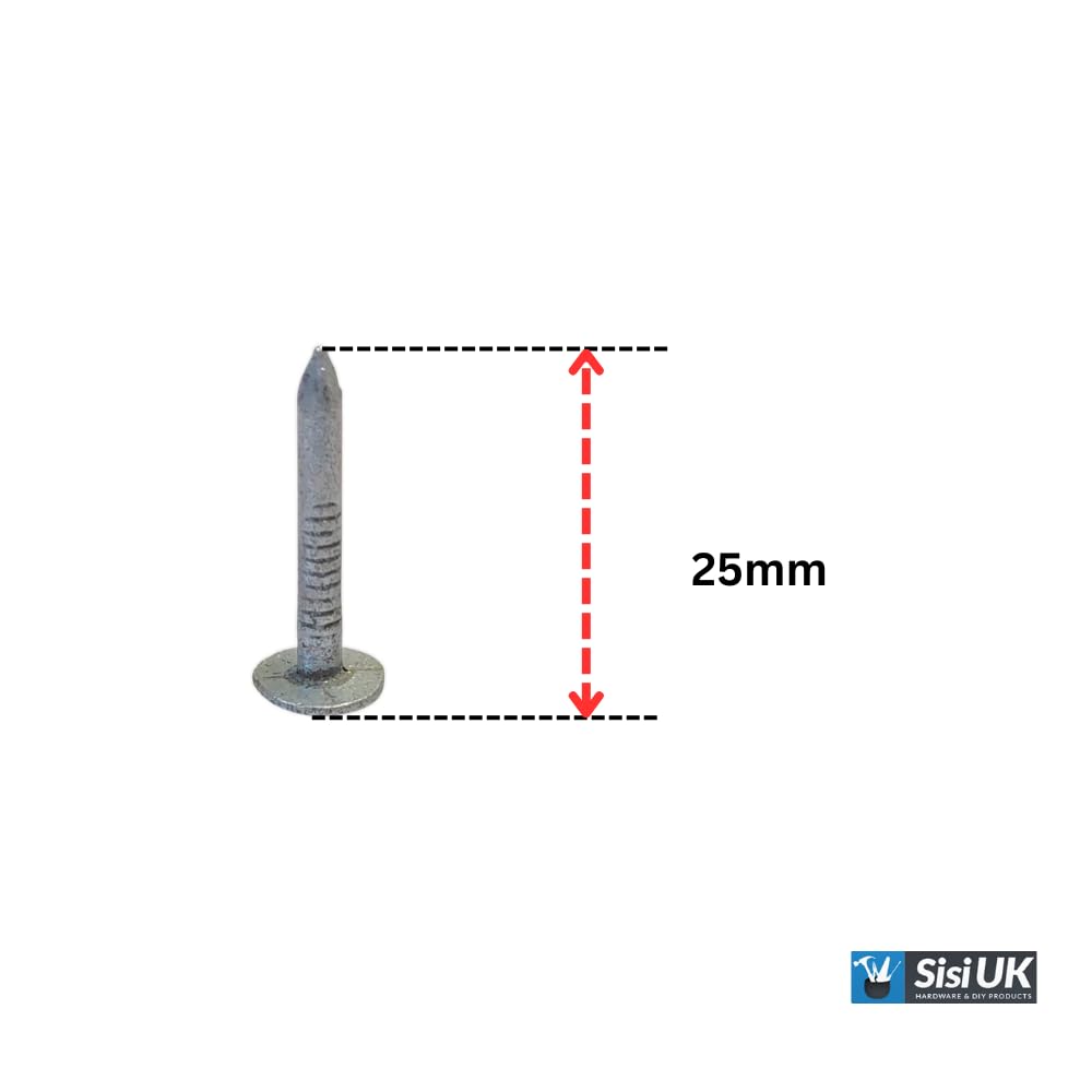 Clout Nail 25mm Galvanised Roof Shed Felt Clout Head Nails for DIY Crafts & Woodworking Pack of 100g - Image 2