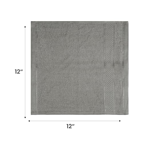 Image of Casa Lino Face Towels & Body Wash Cloths for Showering - 100% Cotton Wash Cloths for Bathroom - Highly Absorbent & Quick Drying Washcloth Set - Cotton Washcloths 24 Pack (12 inch x 12 inch) - (Silver Grey)