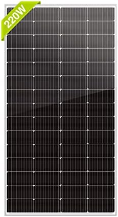 Newpowa 220W Monocrystalline 10BB Cell Solar Panel 220 Watt 12V High Efficiency Mono Module RV Marine Boat Off Grid (220W New)