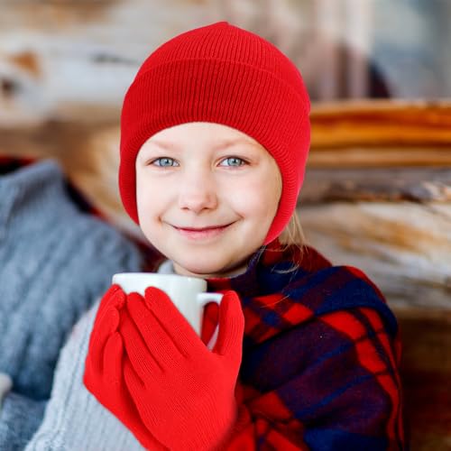Image of Xtinmee 60 Pcs Kids Beanie and Gloves Winter Set Knit Hat and Gloves Bulk for Boys Girls Children Cold Weather Homeless Shelters Supplies, Multicolor