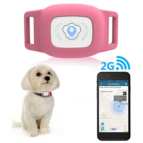 BARTUN GPS Pet Tracker, Cat Dog Tracking Device with Unlimited Range(Pink)