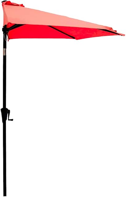 C-Hopetree 2.75m Half Round Market Garden Parasol Wall Umbrella for Outdoor Patio with Crank and Tilt, Red