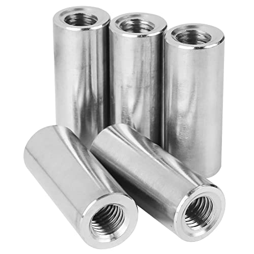 Niooliuk M10 Round Connector Nuts, 304 Stainless Steel Coupling Nut 40mm/1.58 inch Length,Pack of 5