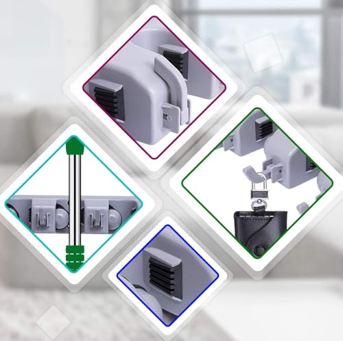 Suporte para Vassoura com Organizador Multifuncional de Parede – Maximize sua Lavanderia com Eficiên