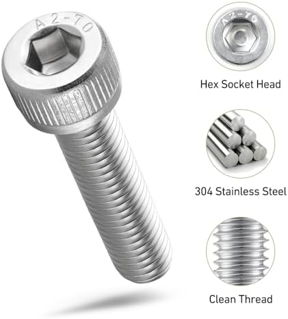 SVLING 750PCS M3 Screws Assortment Kit, 304 Stainless Steel 18-8 Hex Socket Head Cap Screws Bolts Nuts and Washers Set, M3 x 6/8/10/12/16/20/25/30mm, for 3D Printer - 2