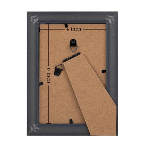 Image of eletecpro 4x6 Vintage Picture Frame, Glass Cover, Black, 2-Pack | Display Photo 3.5x5 with Mat or 4x6 without, Horizontal or Vertical, Tabletop or Wall Decor