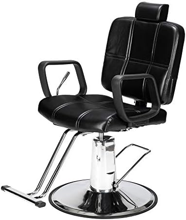 Winado Hydraulic Reclining Salon Chair for Barber Shop, Lady Styling Chair with Headrest & Footrest, 360 Degree Swivel, Height Adjustable, for Hair Stylist, Black