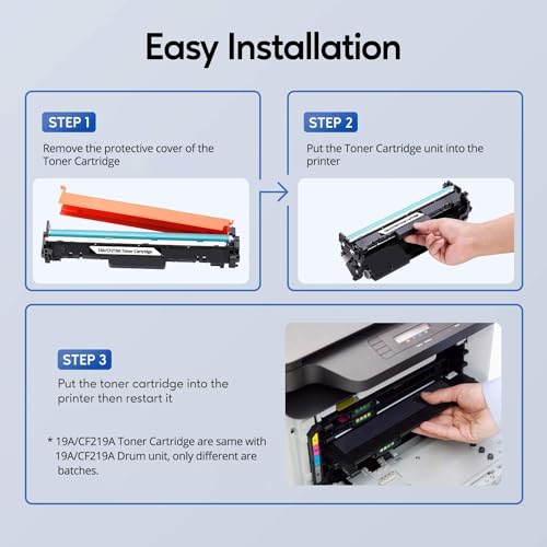 Image of 19A Drum Toner Cartridge for CF219A with chip Drum Toner Cartridge Compatible for HP LaserJet Pro M104, M104a, M104w, M132 MFP, M132a MFP, M132fn MFP, M132fw MFP, M132nw MFP, M132snw MFP (TN-19A 1PIC)
