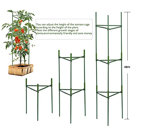 Flowlamp Tomato Cages Supports,4 Pack Plant Support Deformable Assembled Tomato Stakes,Up To 48In Multi-Functional Garden Trellis Assembled Garden Stakes Climbing Plant Support #TOP3