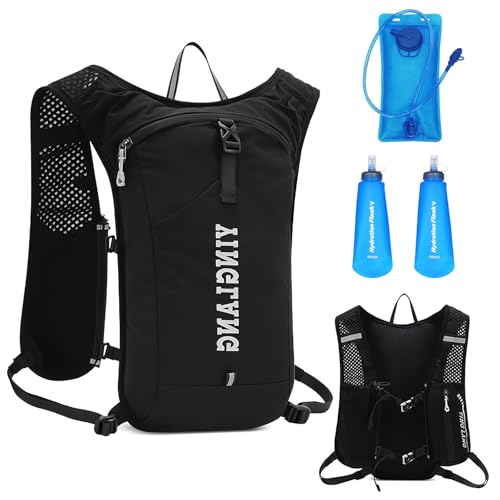 Mochila de Hidratación con 2l Botellas de Agua 500ml Soft Flask, Chaleco Hidratacion Trail Running, Mochila Ligero para Correr para Ciclismo, Camping, Senderismo, Alpinismo, para Hombres y Mujeres