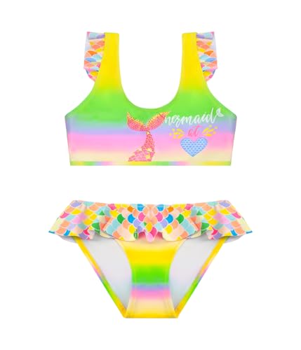 Traje de Baño para Niñas Conjunto de Bikini de Dos Piezas Sets Tankini Traje de Baño para Niñas 2 14 Años (10 12 Years, 66651 Green)