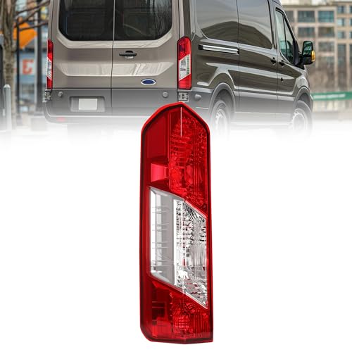 HECASA LH Tail Light Assembly Compatible with 2015-2024 Ford Transit 150 250 350 350HD E-Transit Replacement for CK4Z-13405-G FO2800242C Rear Taillights Tail Lamp Red Lens+Clear Lens Driver Side