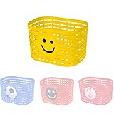 P4B | Fahrradkorb für Kinder mit Smileymotiv in Gelb | Kinderfahrradkorb mit einstellbaren Schnellverschlüsse | Befestigung mit Kunststoffbändern | Biegbare Befestigungsbügel