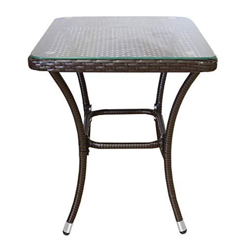 Monster Shop Brown Rattan Bistro Set Garden Furniture 3 Pcs Patio Weave Companion Outdoor Chairs Table Set Balcony 2 Seater Grey Cushions Washable Covers Uv Protection | Free Rain Cover #TOP7